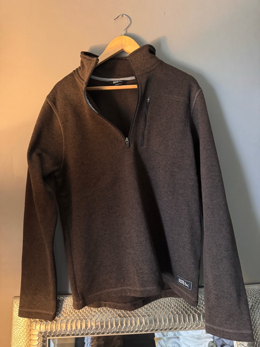 Eddie Bauer Men's Dark Brown Quarter-Zip Pullover